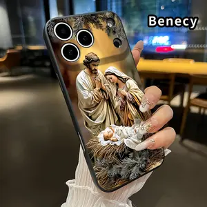 Straight Edge TPU Phone Case for iPhone 17 15 16 14 Pro Max 13 12 11 XR XS Plus Air E Born in Peace Pattern Drop Protection Shockproof Soft Liquid Silicone Smartphone Cover