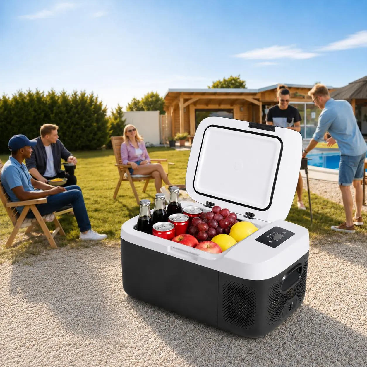 17QT Portable Car Refrigerator Freezer, Single-Zone Electric Cooler with -4°F to 68°F Temperature Control, 12/24V DC & 100-240V AC Dual Power Mini Fridge for Truck, SUV, RV, Road Trips, Camping, Travel & Outdoor Use