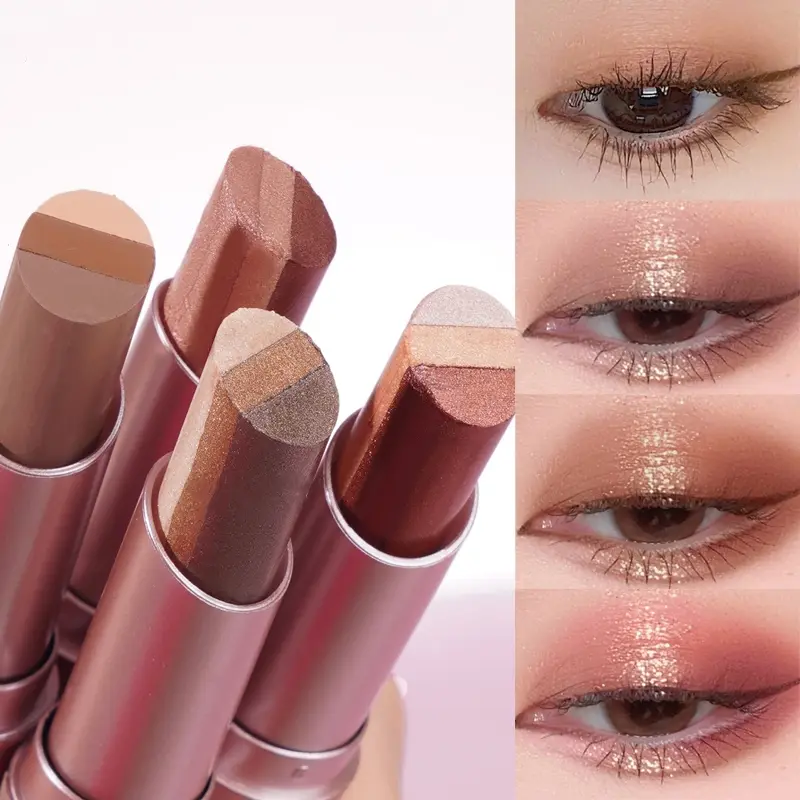 3-color eye shadow stick texture silky smooth color rendering durable waterproof fine glitter pearl eye shadow stick Glitter eyeshadow stick