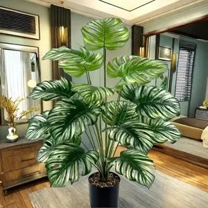 Elegant Artificial Monstera Plant - Ideal For Home And Office Decor, Anniversary And Holidays (Christmas, Easter, Thanksgiving) - For Indoor And Outdoor Use, Pot Not Included, Turtle Shape Decor