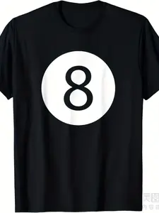 Funny 8 Ball Magic Billiards Pool T-Shirt - Unisex Retro Graphic Tee with 8-Ball Print, 220gsm Heavyweight Pure, Casual & Halloween Costume Shirt for Men & Women, All-Season Fit Round Neck Short Sleeve Top