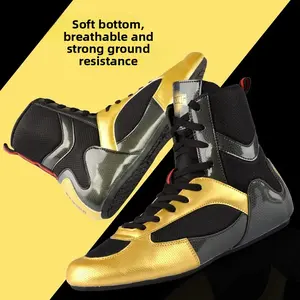 High Top Boxing Shoes Men's and Women's Wrestling Shoes Fighting Shoes Sanda Shoes Training Shoes Fighting Shoes Professional Competition Boots