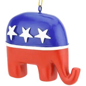 USA Presidential Republican Party Christmas Ornament Hand-Painted Resin Elephant Symbol 3x2.25 Inches Perfect for Tree Decor