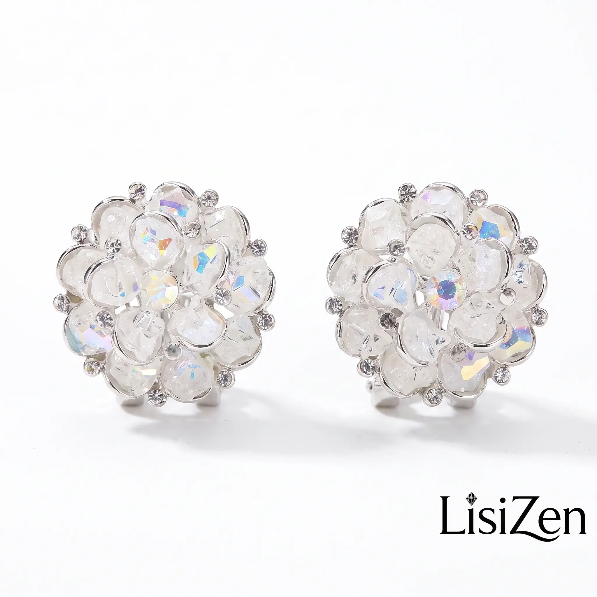 LisiZen Unique Fashion Gentle Versatile Handmade Crystal Flower Earrings Elegant Light Luxury Minimalist Design Earrings DZEH6067 Ear Jewelry Sparkling Ear Jewelry