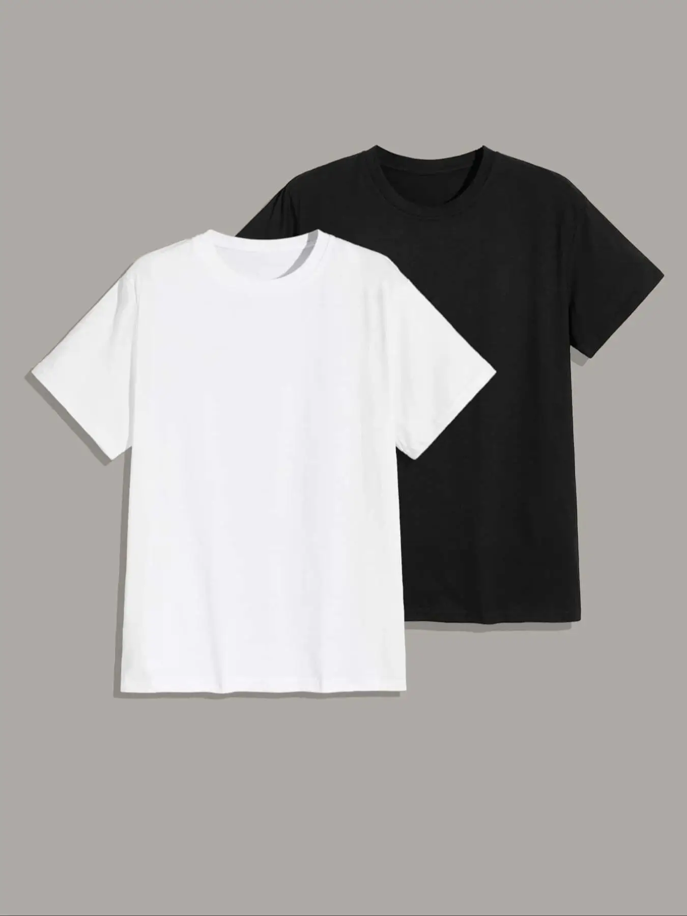 Men's Regular Fit 2pcs Solid Round Neck Tee, Short Sleeve Crew Neck T-Shirt for Daily Outdoor Wear, Casual Basic Minimalist Comfy Top for Summer, Mens