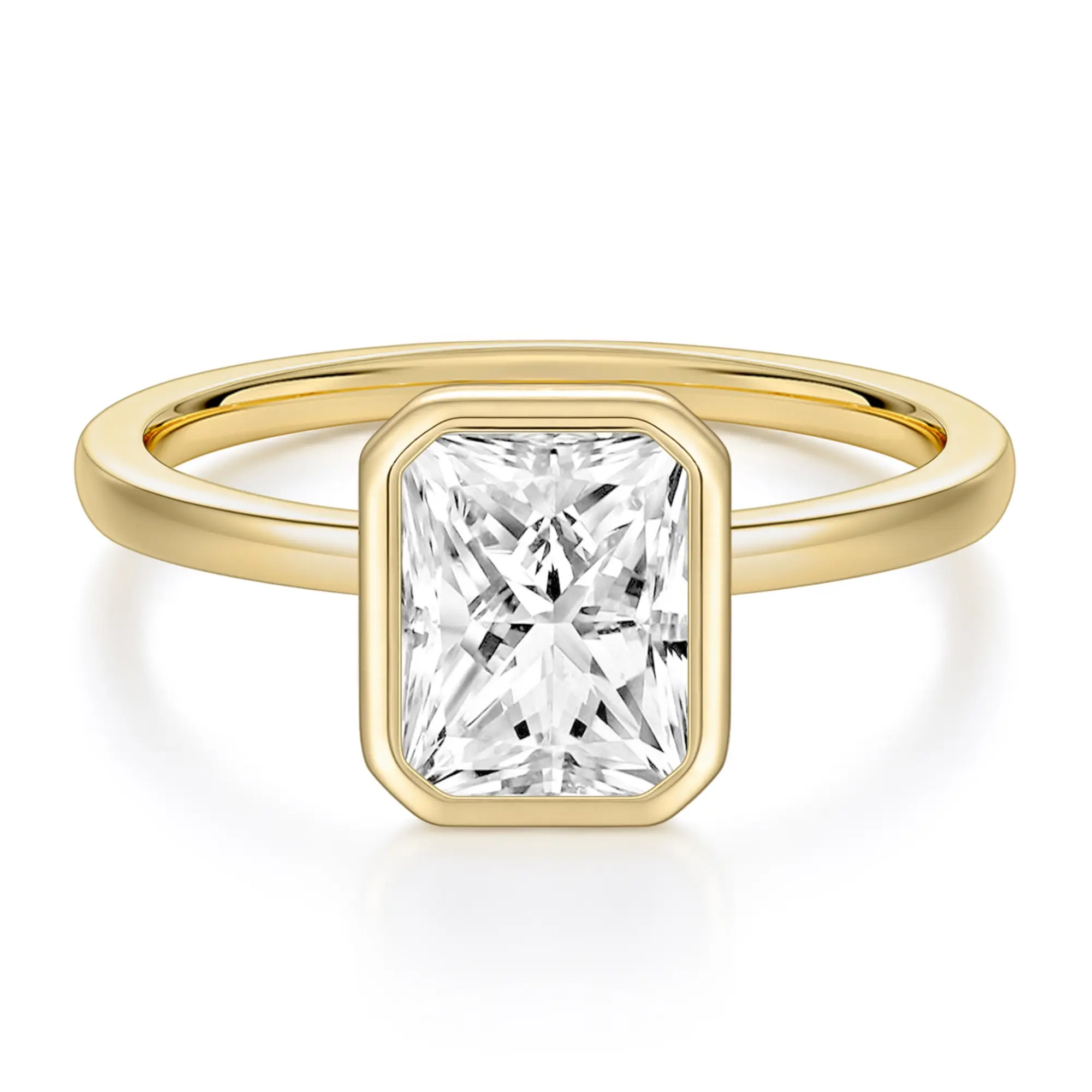 EAMTI 14K Gold Plated Engagement Rings 3CT Radiant Cut Solitaire Cubic Zirconia CZ Wedding Promise Rings for Her Wedding Bands for Women
