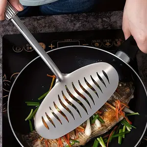 Stainless Steel Fish & Steak Turner - Multi-Functional Non-Scratch Flipping Spatula with Ergonomic Handle for Grilling, Frying, Baking - Durable Kitchen Tool for Home Cooks & Professional Chefs
