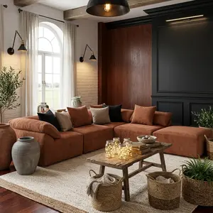 The Harvest House | Modern Farmhouse Crimson L Shaped Modular Sectional Sofa