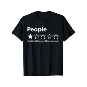 Unisex-Adults T-Shirt - Black, Small - Short Sleeve - Funny Review People One Star: Absolute Nightmare Would Not Recommend, Suitable For Mens & Womens Outdoor T-Shirt, 100%Cotton, S-XXXL