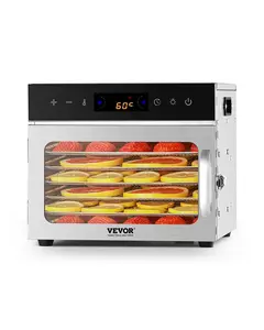VEVOR Food Dehydrator Machine, TikTokShopBlackFriday, 6 Stainless Steel Trays, 400W Electric Food Dryer with Adjustable Temperature & 24-Hour Timer, Freeze Dryer for Jerky, Meat, Fruit, Vegetables, Herbs, Dog Treats