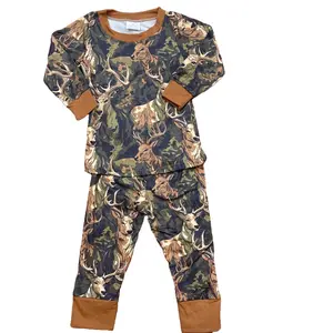 C Kids Clothing Deer Hunting Toddler Boy Winter Pajamas Set Cute Clothes Set Sleep Wear