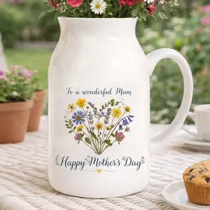 Mothers Day Vase Gift for Mum, Ceramic Flower Vases, Happy Mothers Day Gift