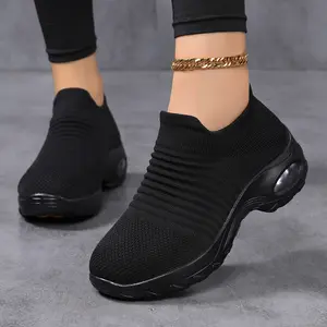 CushHide Women's Walking Shoes, Slip On Breathable Knit Sneakers with Air Cushion, Lightweight Comfortable Casual Athletic Shoes