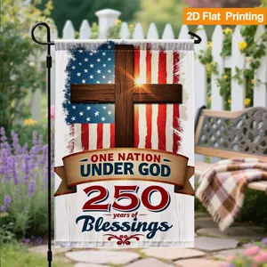 【4thofjuly /fourthofjuly】Double-sided American flag garden flag | 2D flat, outdoor yard decoration, suitable for July 4th, anniversaries, patriotic activities - 250th anniversary celebration (excluding stand)