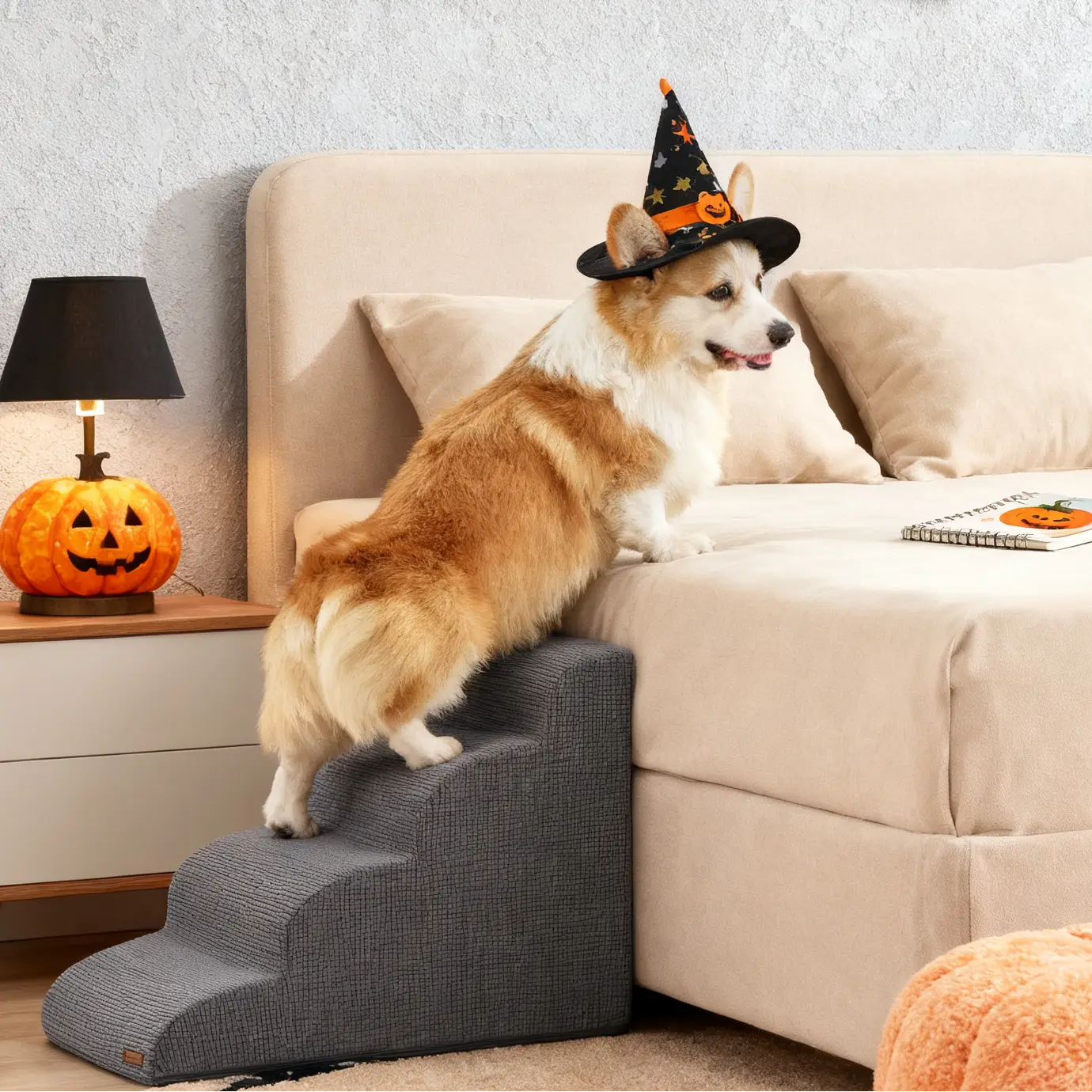 Lesure Dog Stairs for Small dogs - Dog Ramp for Bed and Couch with CertiPUR-US Certified Foam, Pet Steps with Non-Slip Bottom for Old Dogs, Injured Do