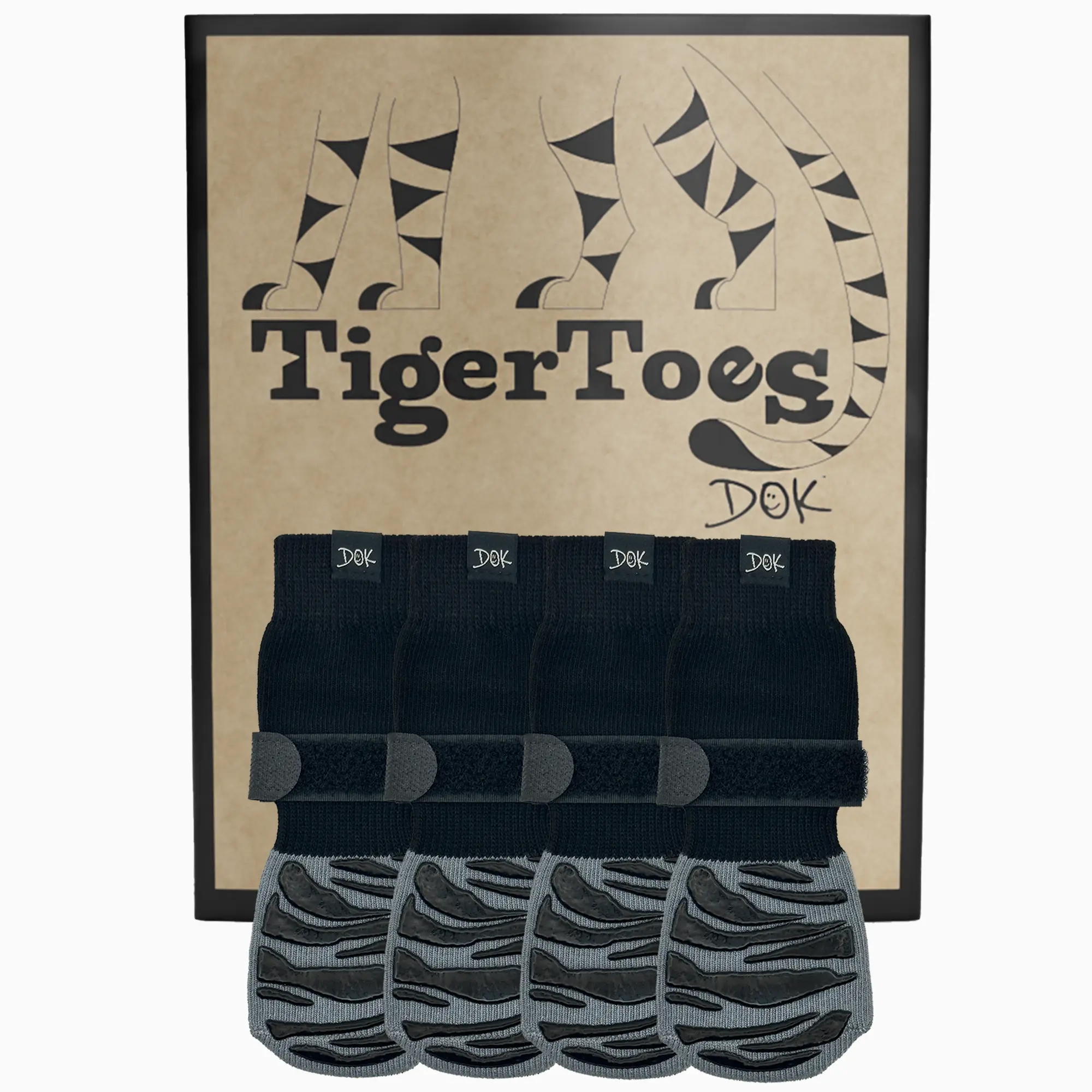DOK TigerToes Premium Non-Slip Dog Socks - Cotton, Designed to Stop Slips