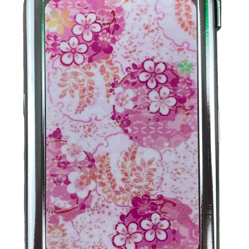 Pink Blossoms Metal Case w/Built in Lighter