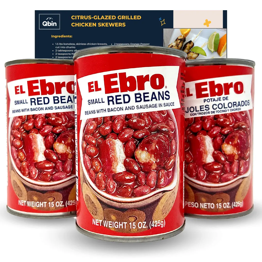 El Ebro Room Temp Small Red Bean Instant Stew with Bacon, Sausage & Sambal Sauce, 15 oz 3-Can Convenient Packaging Staples & Cooking Essential