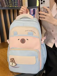 Large capacity backpack, color blocking backpack, letter zipper, fashionable and versatile, cute and trendy, suitable for students to go to school, campus, shopping and traveling, men's and women's backpacks