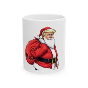 Funny Santa Trump Ceramic Mug, Holiday Gift, Christmas Decor, Office Coffee Cup, Funny Gag Gift, 11oz or 15oz