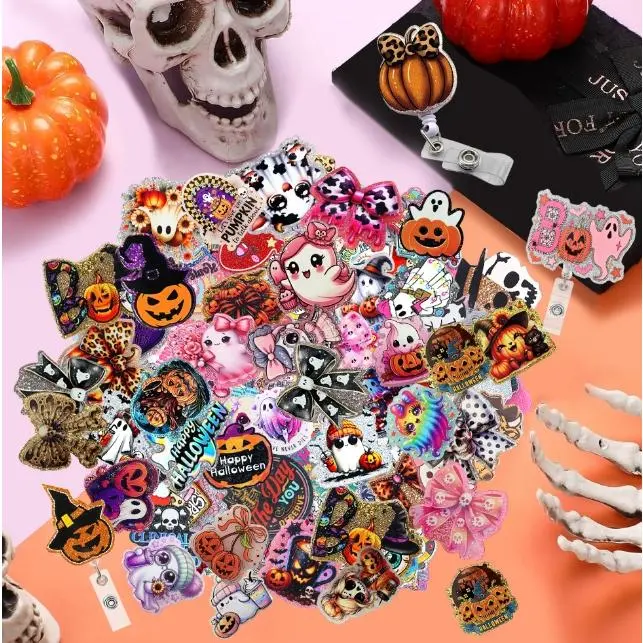 30pcs Random Halloween Acrylic Flatback for Halloween Gifts DIY Craft
