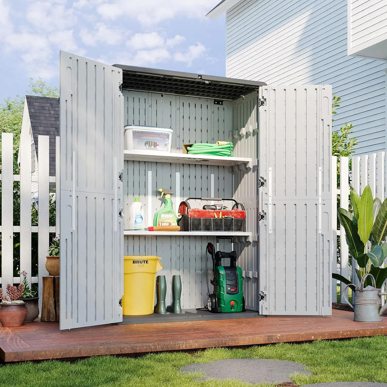 Aoxun 35 Cu.Ft Resin Waterproof Horizontal Outdoor Storage Cabinet