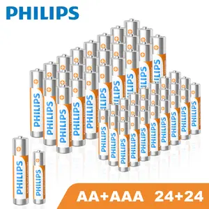 48PCS Philips AA & AAA Carbon Zinc Batteries Combo, Stable Voltage, Long Shelf Life, Safe Leak-Resistant Design for Remote Controls, Calculators, Electronic Toys and Household Devices