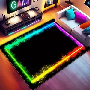Game Themed Floor Mat, LED Luminous Floor Carpet, Creative Glow in The Dark Floor Mat, Decorative Carpet for Home Living Room Bedroom Game Room, Video Game Rug