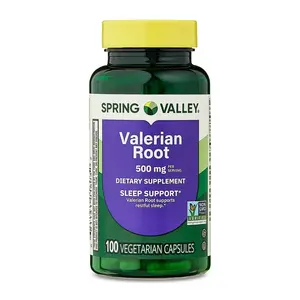Spring Valley Valerian Root 500 mg, Sleep and Relaxation Support Supplement, 100 Vegetarian Capsules, Non-Habit Forming, Natural Sleep Aid