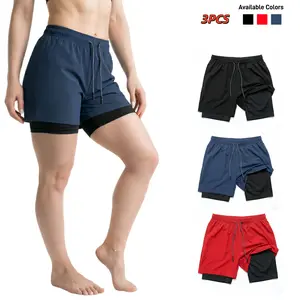 Women's 3-Pack Quick-Dry Athletic Shorts with Liner. Elastic Waist Drawstring Running Shorts for Workout, Gym & Summer. Versatile Training Essentials.