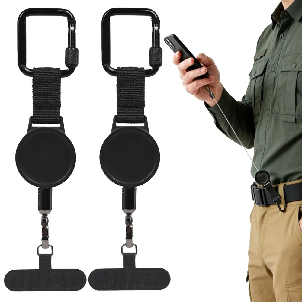 Outdoor Retractable Anti-Theft ABS Phone Lanyard - Universal Mobile Phone Accessory with Locking Carabiner, Anti-Drop Tether for Devices, Ideal for Outdoor Enthusiasts, Fishing, Climbing, Accessories, Plastic, Cell Phone Lanyard, Phone Leash