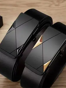 Men's Leather Belt Automatic Buckle, Business Casual Durable Waistband, Trendy Fashionable New Design, All Seasons Wear
