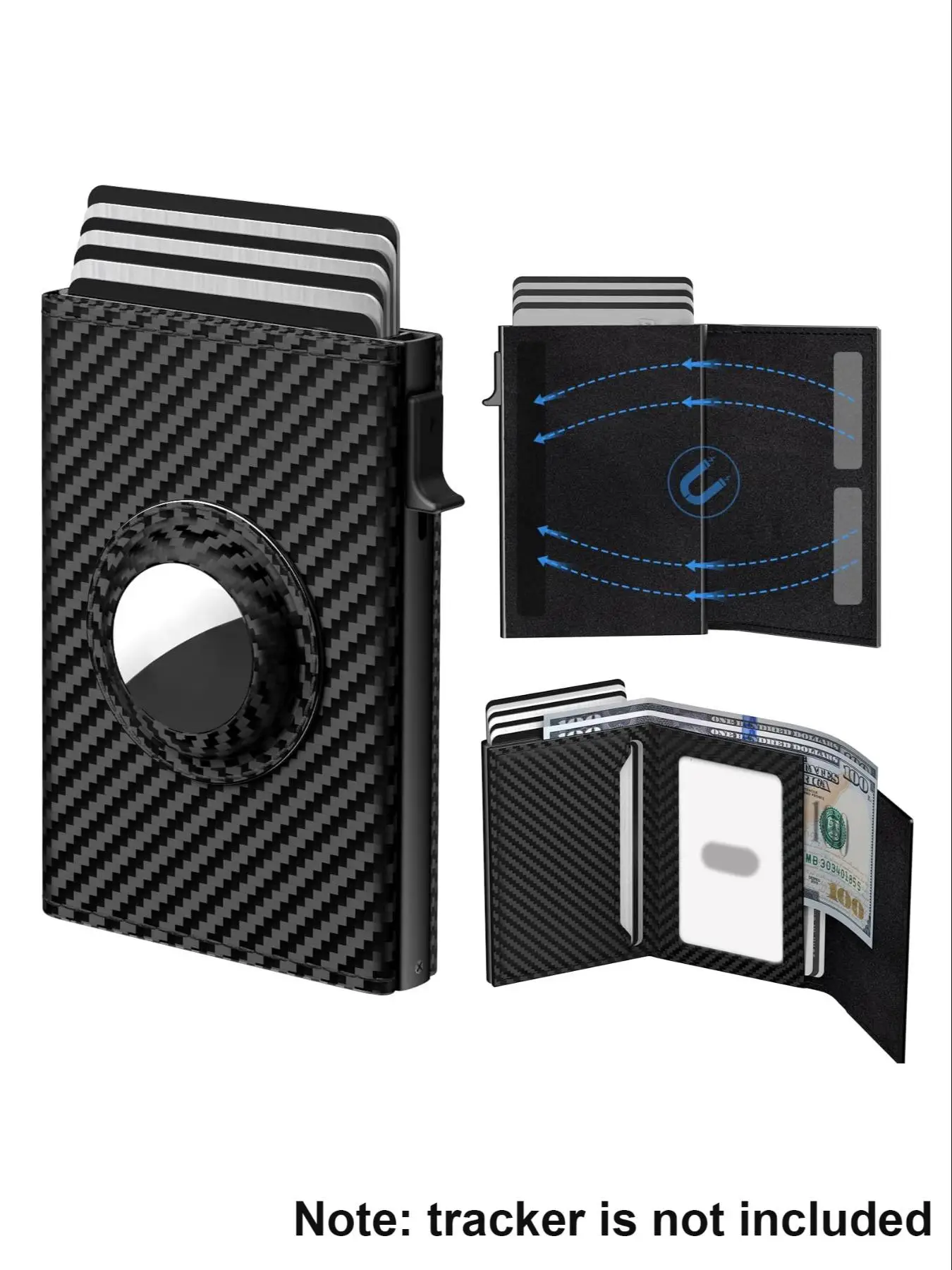 Men's Minimalist Airtag Wallet, Pop-up Card Holder, RFID Blocking Card Holder & ID Window, Trendy Simple Style Large Capacity Card Holder, Fashionable