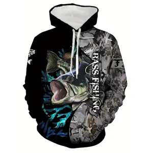 Men's 3D Fishing Pattern Hoodie - Soft, Breathable and Comfortable, Spring and Autumn Casual Pullover