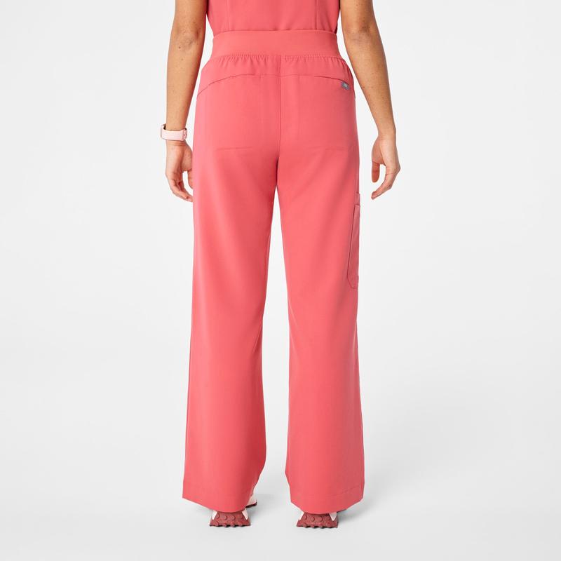women's Pulmonary Pink High Waisted Isabel Wide Leg - Tall Scrub Pant