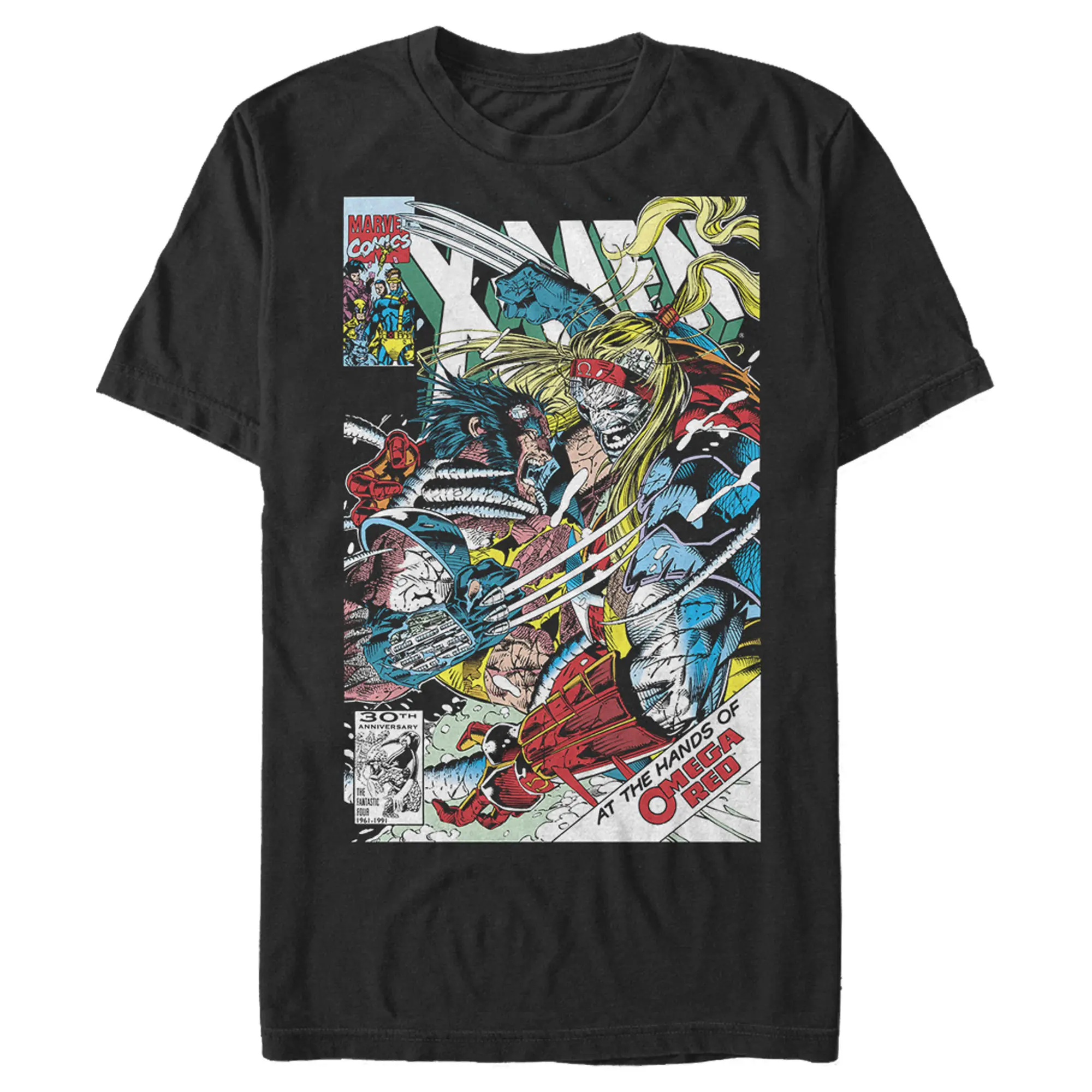 Men's Marvel X-Men Wolverine Battles Omega Red T-Shirt Men's Marvel X-Men Wolverine Battles Omega Red T-Shirt