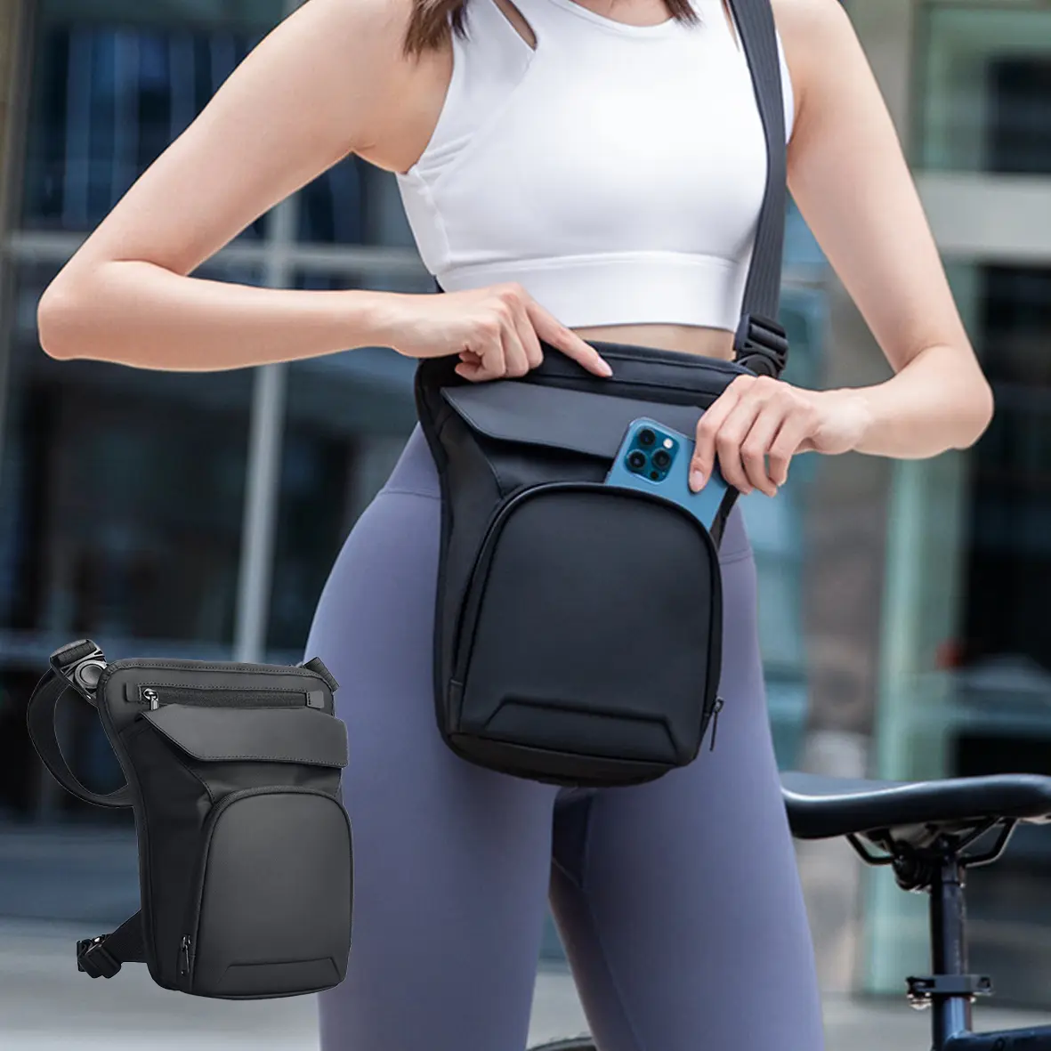 1pc motorcycle waist bag, multi-pocket leg bag, outdoor functional hip bag for riding and commonplace commuting, essential outdoor gear for camping