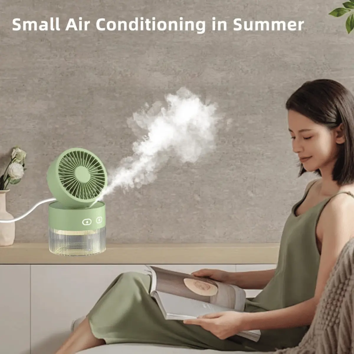 Rechargeable Makeup Misting Fan with 350mL Tank | Portable Cooling Desk Fan with 3 - Speed Mist Spray, Quiet Operation & Night Light | Outdoor/Travel/Bedroom Use, USB - C Rechargeable Mini Cooler