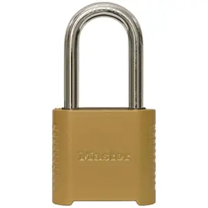 Master Lock 5043333 1.13 x 2 x 6.5 in. Steel 4-Digit Combination Padlock, Gold