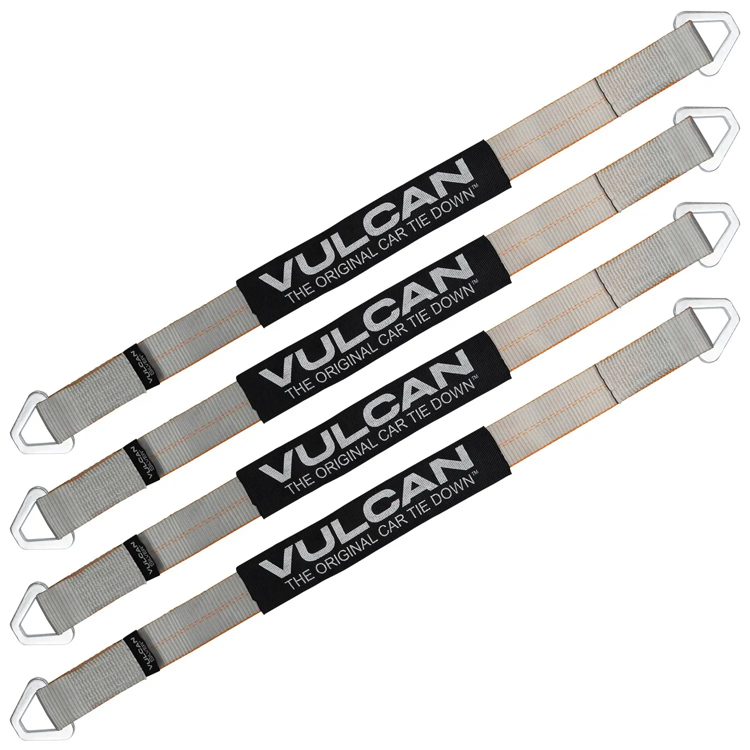 VULCAN Car Tie Down Axle Strap with Wear Pad - 2 Inch x 36 Inch - 4 Pack - Silver Series - 3,300 Pound Safe Working Load
