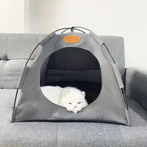 Foldable pet tent, cat camping tent, semi-enclosed outdoor cat tent, cat bed, dog bed, breathable nest pad factory