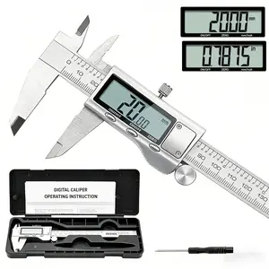 Digital caliper, stainless steel measuring tool, electronic precision caliper with large LCD screen, automatic return function, inch-to-millimeter conversion (6 inches/150 mm)
