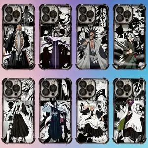 Anime Bleach Shinigami Captain Gotei 13 Phone Case for iPhone 17 16 15 14 13 12 11 Pro Max Manga Anime Bleach Cover Manga Collage Design Electroplated Airbag Drop Protection for iPhone