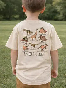 Respect The Dead Tee, Youth Dinosaur Respect The Dead Graphic T-Shirt, Funny Dino Names Graphic Tee, Cute Dinosaur Shirt, Youth Dino Lover Graphic Tee, Educational Dinosaur Shirt