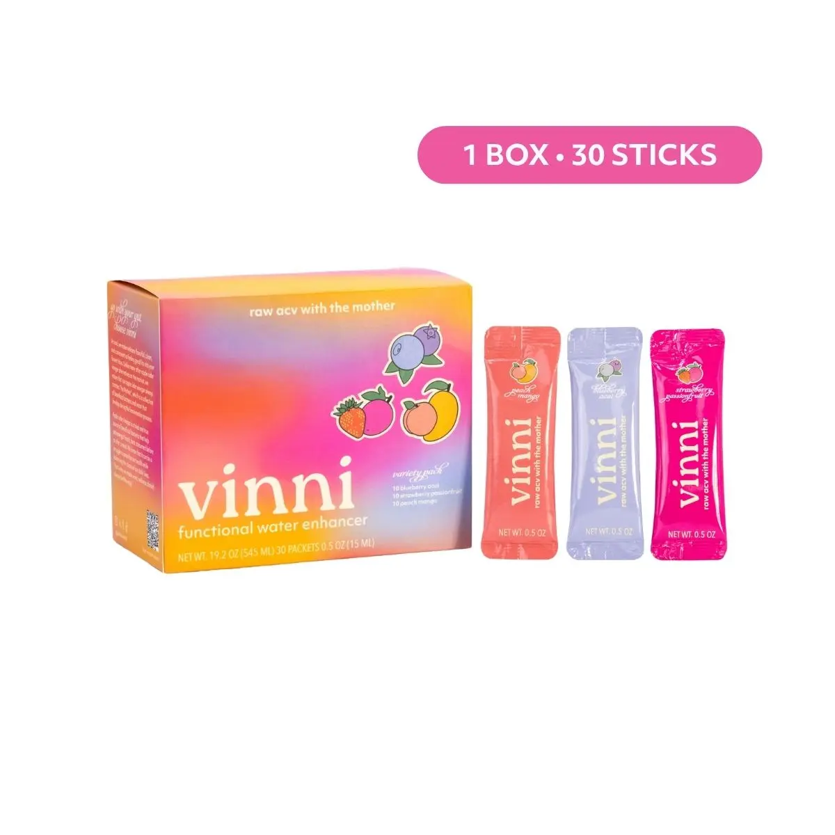 Vinni Apple Cider Vinegar, Variety Pack of 30 Individual Liquid Stick Packs Vinni Apple Cider Vinegar, Variety Pack of 30 Individual Liquid Stick Packs