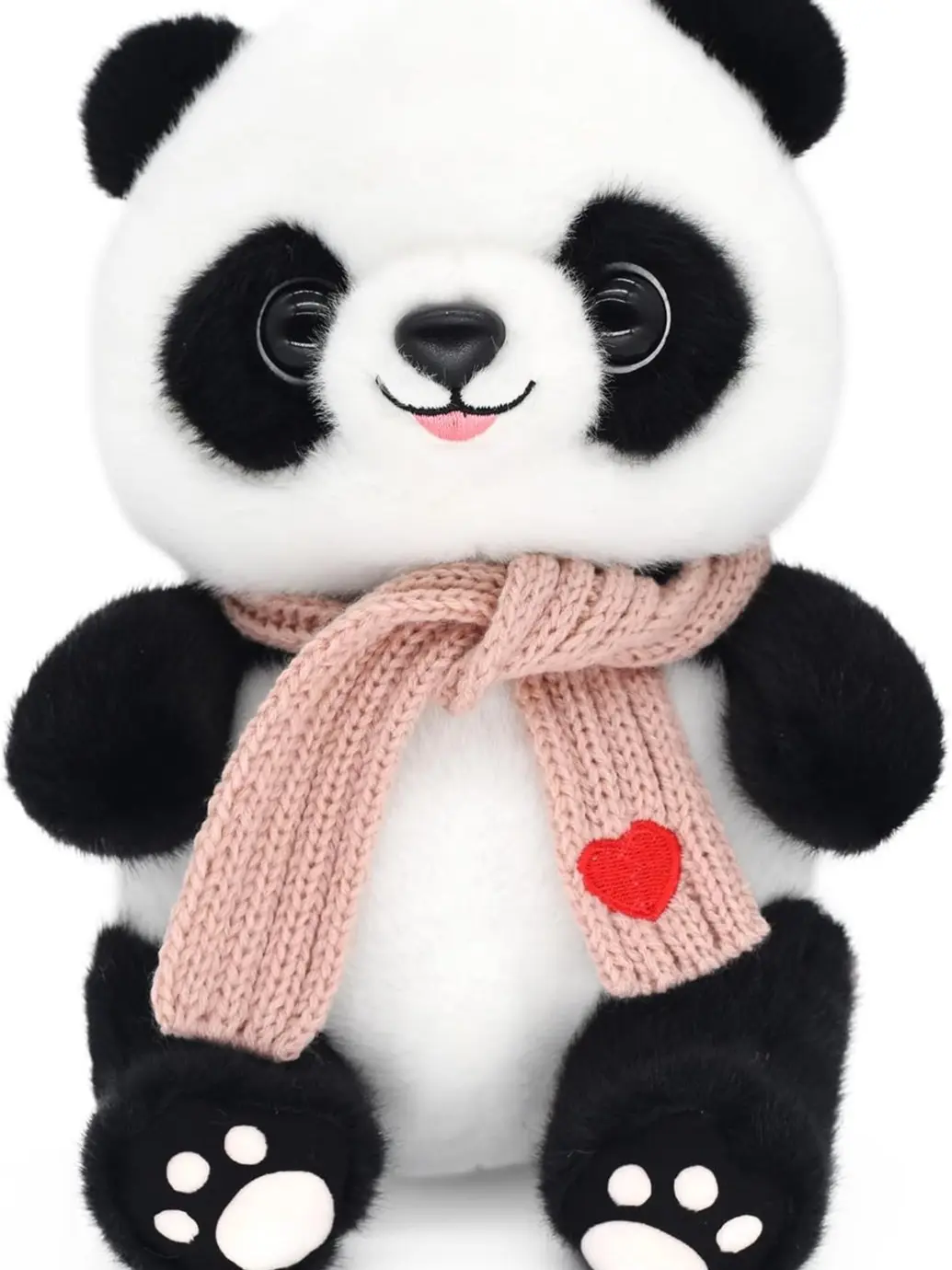 Valentine's Day Gift 9.8'' Panda Dolls with Love Heart Scarf, Soft Stuffed Plush Animal Toys Plushies Birthday Gifts for Her/Girlfriend Lover Mom Kids (Pink)