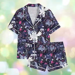 2026 Cute Anime MegaAbsol Pajama Set Women, Kawaii Cartoon Monster Sleepwear, Button Down Summer Pajamas, Cozy Lounge Set #tyranitar #animepajama #cartoon #megaabsol
