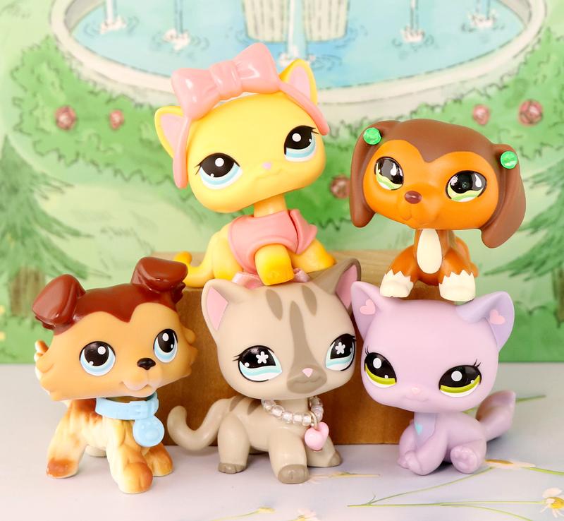 6 Lot Pet Shop Dogs and Cats Collectable with Accessories Kids Gift lps Toys