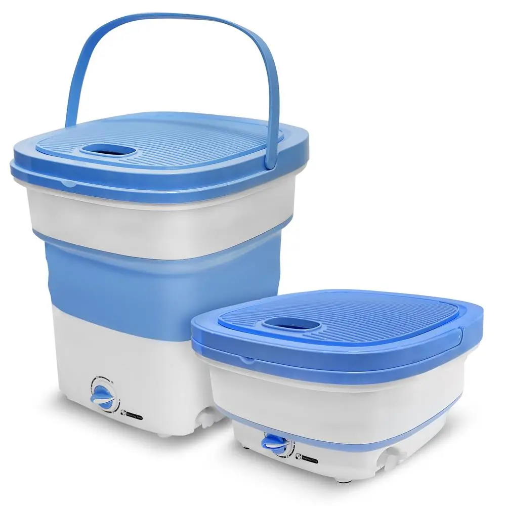 Portable Foldable Semi-Automatic Lightweight Washer - Blue Home Appliance, 4.4 lb Capacity, High-Frequency Vibration, IPX4 Waterproof, Energy-Saving, ABS, Power Cord - Camper Must Haves for Apartments, Camping