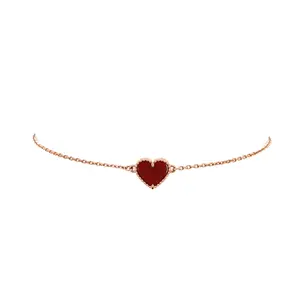 Pre-owned Van Cleef & Arpels Sweet Alhambra Heart Bracelet 18K Rose Gold with Carnelian by Rebag